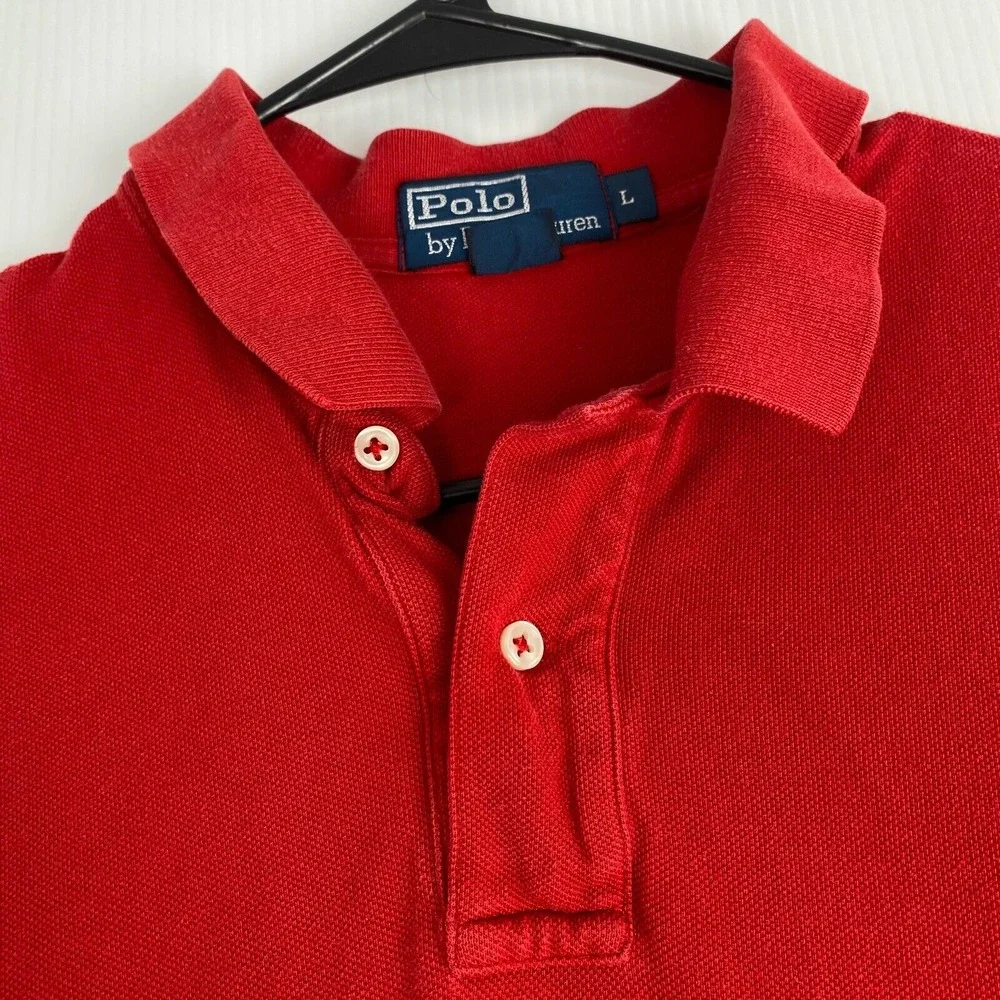 Polo by Ralph‎ Lauren Men's Size Large Red Polo Shirt Vintaje 90s
